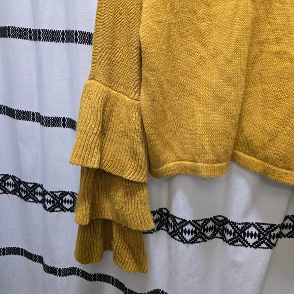 Forever 21 Contemporary yellow knit ruffle long sleeve sweater crew neck small - Picture 10 of 11